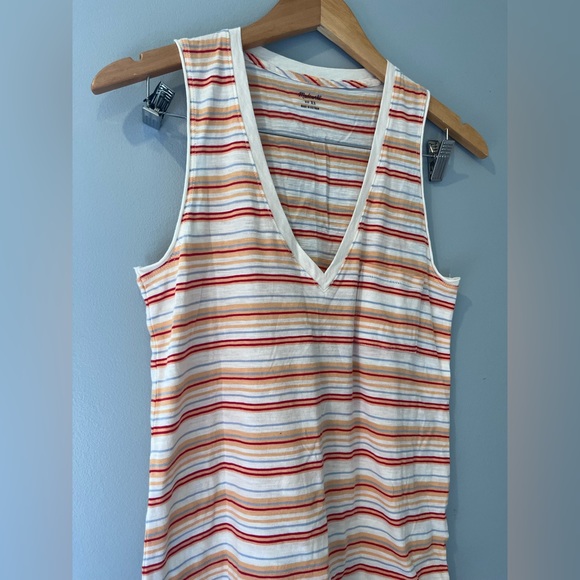 Madewell • Whisper Cotton V-neck Pocket Tank in Fieldgate stripe • NWT • X-Small - Picture 11 of 11